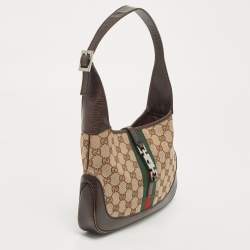 Pre Owned Gucci Brown/Beige GG Canvas and Leather Jackie O Hobo