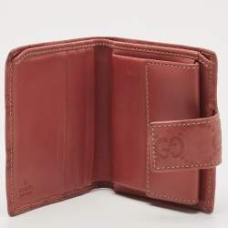 Pre Owned Gucci Old Rose Guccissima Leather French Wallet
