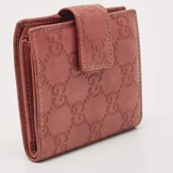 Pre Owned Gucci Old Rose Guccissima Leather French Wallet