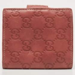 Pre Owned Gucci Old Rose Guccissima Leather French Wallet