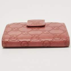 Pre Owned Gucci Old Rose Guccissima Leather French Wallet
