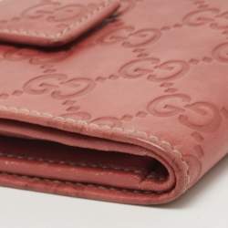 Pre Owned Gucci Old Rose Guccissima Leather French Wallet