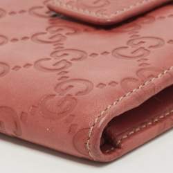 Pre Owned Gucci Old Rose Guccissima Leather French Wallet