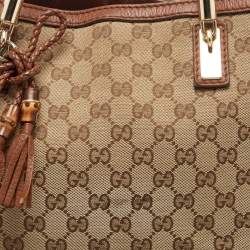 Pre Owned Gucci Beige/Brown GG Canvas and Leather Bella Tote