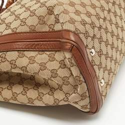 Pre Owned Gucci Beige/Brown GG Canvas and Leather Bella Tote
