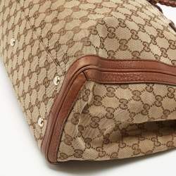 Pre Owned Gucci Beige/Brown GG Canvas and Leather Bella Tote