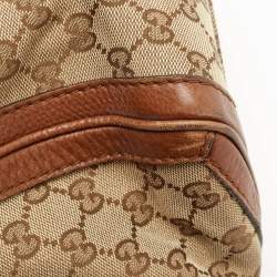 Pre Owned Gucci Beige/Brown GG Canvas and Leather Bella Tote