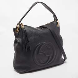 Pre Owned Gucci Black Leather Soho Zip Hobo