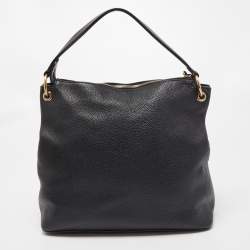 Pre Owned Gucci Black Leather Soho Zip Hobo