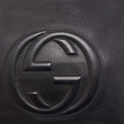 Pre Owned Gucci Black Leather Soho Zip Hobo