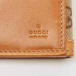 Gucci Tan/Beige GG Canvas and Leather Web Flap Continental Wallet