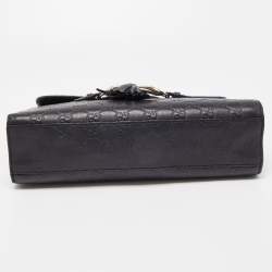 Pre Owned Gucci Navy Blue Guccissima Leather Medium Emily Chain Shoulder Bag