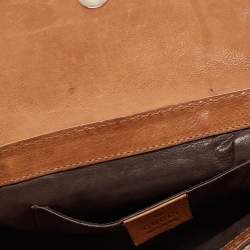 Pre Owned Gucci Brown/Beige Leather and Python Marrakech Chain Bag
