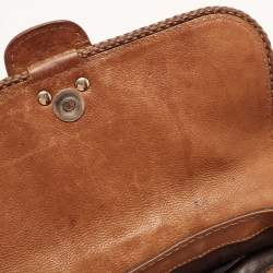 Pre Owned Gucci Brown/Beige Leather and Python Marrakech Chain Bag