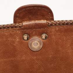 Pre Owned Gucci Brown/Beige Leather and Python Marrakech Chain Bag