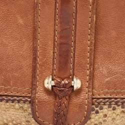 Pre Owned Gucci Brown/Beige Leather and Python Marrakech Chain Bag