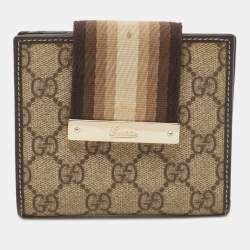 Gucci Ebony/Beige GG Supreme Canvas Ladies Web Wallet