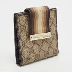 Gucci Ebony/Beige GG Supreme Canvas Ladies Web Wallet