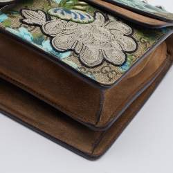 Pre Owned Gucci Beige GG Supreme Canvas and Suede Small Dionysus Floral/Bee Applique Shoulder Bag