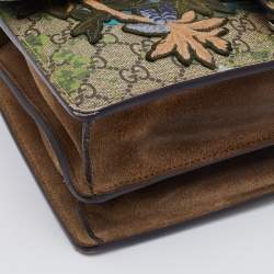 Pre Owned Gucci Beige GG Supreme Canvas and Suede Small Dionysus Floral/Bee Applique Shoulder Bag