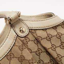 Pre Owned Gucci Beige GG Canvas and Leather Medium Sukey Tote