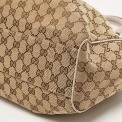 Pre Owned Gucci Beige GG Canvas and Leather Medium Sukey Tote