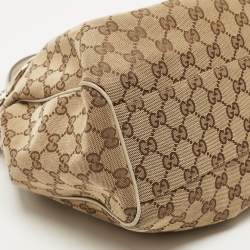 Pre Owned Gucci Beige GG Canvas and Leather Medium Sukey Tote