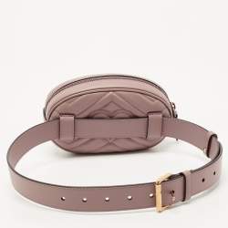 Pre Owned Gucci Beige Matelassé Leather Mini GG Marmont Belt Bag