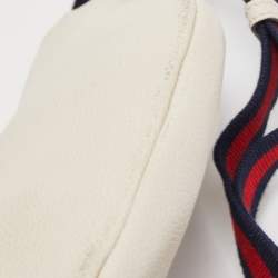 Pre Owned Gucci Off White Leather Logo Web Belt Bag