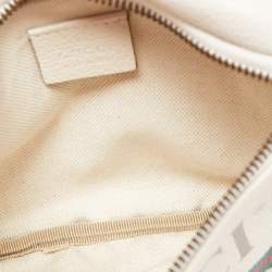 Pre Owned Gucci Off White Leather Logo Web Belt Bag