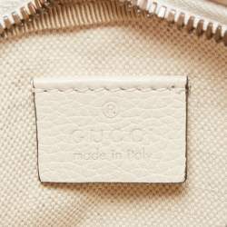 Pre Owned Gucci Off White Leather Logo Web Belt Bag