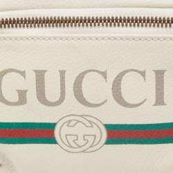 Pre Owned Gucci Off White Leather Logo Web Belt Bag
