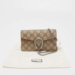 Gucci Beige GG Supreme Canvas and Suede Super Mini Dionysus Shoulder Bag