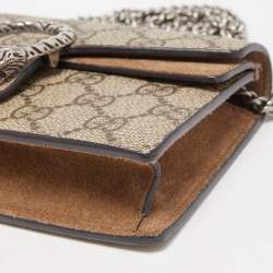 Gucci Beige GG Supreme Canvas and Suede Super Mini Dionysus Shoulder Bag