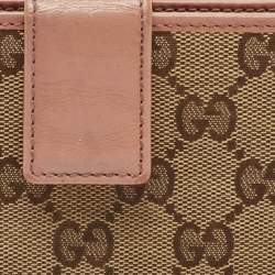 Pre Owned Gucci Old Rose/Beige GG Canvas Continental Wallet