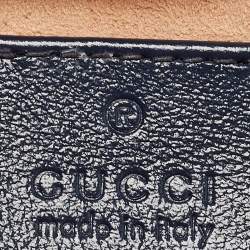 Pre Owned Gucci Dark Blue/White Diagonal Matelassé Leather Torchon Super Mini GG Marmont Bag