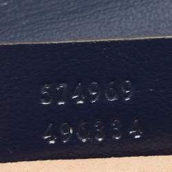 Pre Owned Gucci Dark Blue/White Diagonal Matelassé Leather Torchon Super Mini GG Marmont Bag