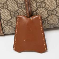 Pre Owned Gucci Brown/Beige GG Supreme Canvas and Leather Small Padlock Shoulder Bag