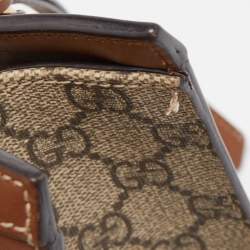 Pre Owned Gucci Brown/Beige GG Supreme Canvas and Leather Small Padlock Shoulder Bag
