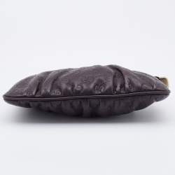 Pre Owned Gucci Brown Guccissima Leather Interlocking G Wristlet Clutch