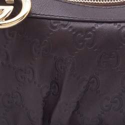 Pre Owned Gucci Brown Guccissima Leather Interlocking G Wristlet Clutch