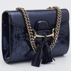 مملوكة مسبقًا حقيبة كتف غوتشي إيميلي جلد لامعة غوتشيسيما برونزية صغيرة بسلسلة