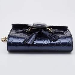 مملوكة مسبقًا حقيبة كتف غوتشي إيميلي جلد لامعة غوتشيسيما برونزية صغيرة بسلسلة