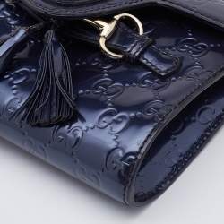 مملوكة مسبقًا حقيبة كتف غوتشي إيميلي جلد لامعة غوتشيسيما برونزية صغيرة بسلسلة