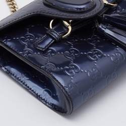 مملوكة مسبقًا حقيبة كتف غوتشي إيميلي جلد لامعة غوتشيسيما برونزية صغيرة بسلسلة