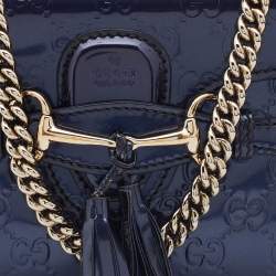 مملوكة مسبقًا حقيبة كتف غوتشي إيميلي جلد لامعة غوتشيسيما برونزية صغيرة بسلسلة