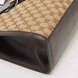 Pre Owned Gucci Brown/Beige GG Canvas and Leather Large Emily Chain Shoulder Bag