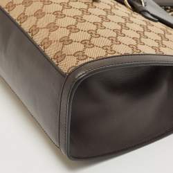 Pre Owned Gucci Brown/Beige GG Canvas and Leather Large Emily Chain Shoulder Bag