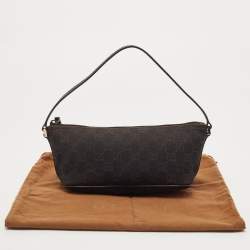 Gucci Dark Brown GG Canvas and Leather Boat Pochette Bag