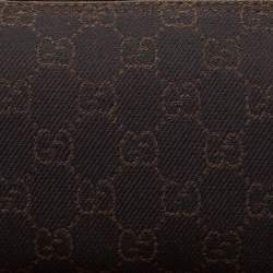 Gucci Dark Brown GG Canvas and Leather Boat Pochette Bag